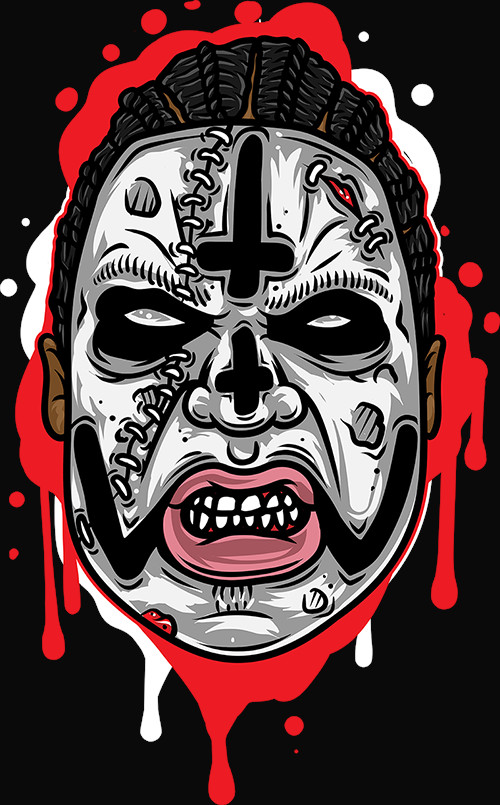 Con-Crete Facepaint shirt featuring Concrete chasing a guy with a chainsaw